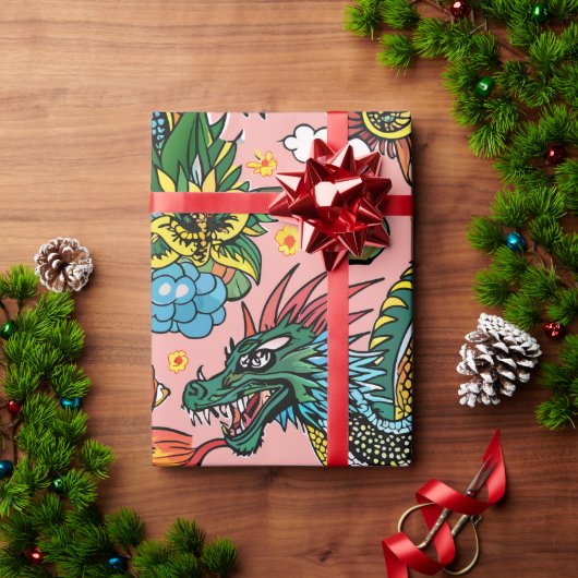 Papier Cadeau Dragons Rainbow Custom Motif (Cadeau de vacances)