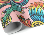 Papier Cadeau Dragons Rainbow Custom Motif (Coin rond)
