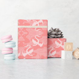Papier Cadeau Dragons sur Rose