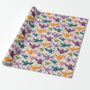 Papier Cadeau Dragons volants et nuages