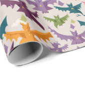 Papier Cadeau Dragons volants et nuages (Coin rond)