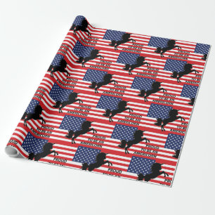Papier Cadeau Drapeau 4 juillet américain patriotique Unicorne É