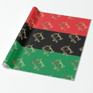 Papier Cadeau Drapeau afro-américain Joyous Kwanzaa RBG UNIA