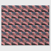 Papier Cadeau Drapeau Américain Avec Des Notes De Musique (Plat)