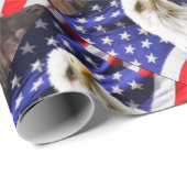 Papier Cadeau Drapeau américain avec Eagle (Coin rond)