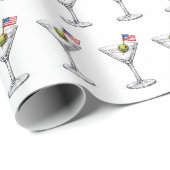Papier Cadeau Drapeau américain dans un Martini (Coin rond)