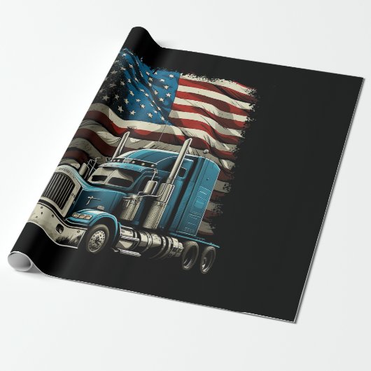 Papier Cadeau Drapeau américain de camionnette pour voiture patr (Déroulé)