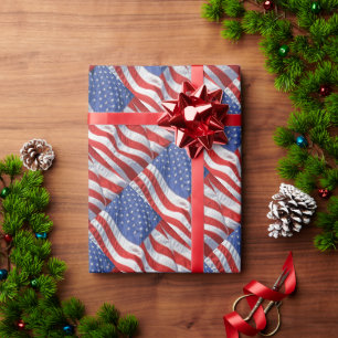 Papier Cadeau Drapeau américain de ondulation patriotique