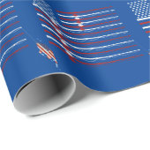 Papier Cadeau Drapeau américain de pêche et de poisson (Coin rond)