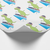 Papier Cadeau Drapeau américain Dinosaur Surfing (Coin)