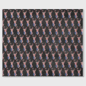 Papier Cadeau Drapeau Américain En Cuir Noir (Plat)