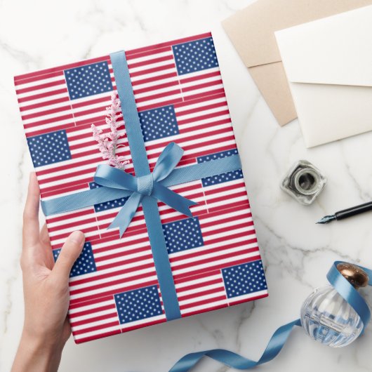 Papier Cadeau Drapeau américain flou (Cadeaux)