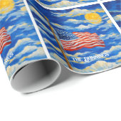 Papier Cadeau Drapeau américain impressionniste (Coin rond)