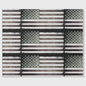 Papier Cadeau Drapeau américain noir et blanc (Plat)