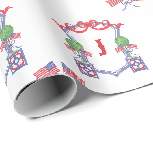 Papier Cadeau Drapeau américain patriotique Topio Crest (Coin rond)