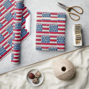 Papier Cadeau Drapeau Américain Peint Sur Palette En Bois