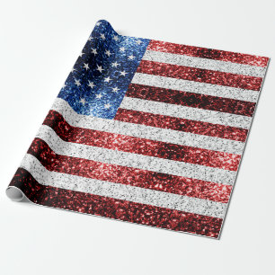 Papier Cadeau drapeau américain rouge blanc brillant parties sci