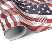 Papier Cadeau Drapeau américain Rouge Bleu Bleu Grilles Étoiles (Coin rond)