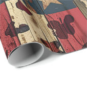 Papier Cadeau Drapeau américain rustique imprimé léopard (1) (Coin rond)