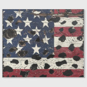 Papier Cadeau Drapeau américain rustique imprimé léopard (2) (Plat)