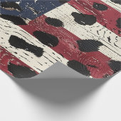 Papier Cadeau Drapeau américain rustique imprimé léopard (2) (Coin)
