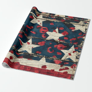 Papier Cadeau Drapeau américain rustique imprimé léopard (5)