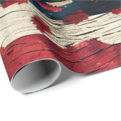 Papier Cadeau Drapeau américain rustique imprimé léopard (5) (Coin rond)