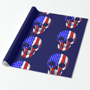 Papier Cadeau drapeau américain squelette patriotique