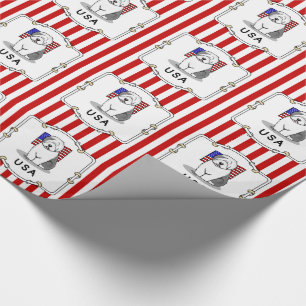 Papier Cadeau Drapeau américain Vieux chien anglais (Grey 1)