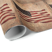 Papier Cadeau Drapeau américain Vintage (Coin rond)
