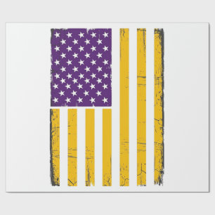 Papier Cadeau Drapeau américain violet et or en détresse Vecteur