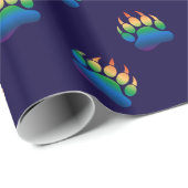 Papier Cadeau Drapeau arc-en-ciel Gradient Bear Paw (Coin rond)
