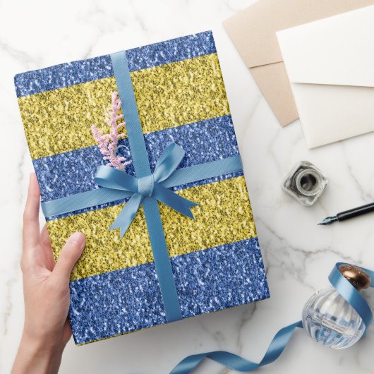 Papier Cadeau Drapeau bleu jaune Ukraine parties scintillant fau (Cadeaux)