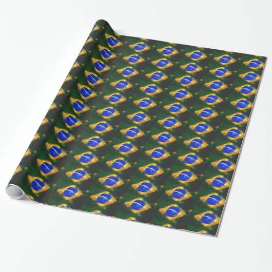 Papier Cadeau Drapeau brésilien BR Brasil (Déroulé)
