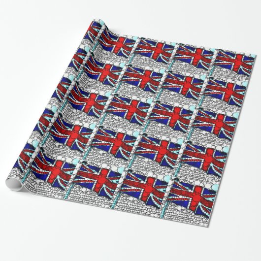 Papier Cadeau Drapeau britannique Union Jack moderne (Déroulé)
