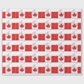 Papier Cadeau DRAPEAU CANADA | Carte canadienne | Feuille d'érab (Plat)