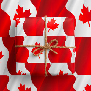Papier Cadeau Drapeau Canada Feuille d'érable