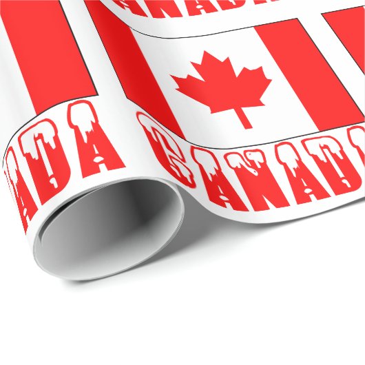 Papier Cadeau Drapeau canadien et Canada (Coin rond)