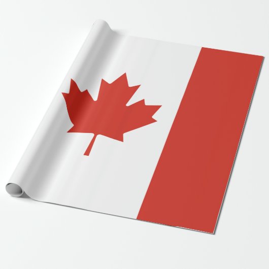 Papier Cadeau Drapeau canadien (Feuille d'érable) (Canada) (Déroulé)