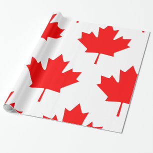 Papier Cadeau Drapeau canadien feuille d'érable rouge