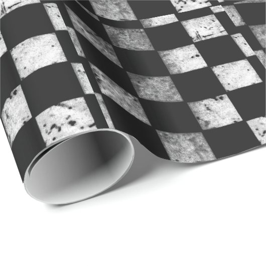 Papier Cadeau Drapeau Checkered (Coin rond)