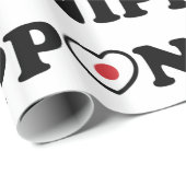 Papier Cadeau Drapeau Coeur d'amour Nippon (Coin rond)