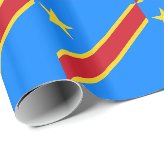 Papier Cadeau Drapeau Congo Kinshasa (Coin rond)