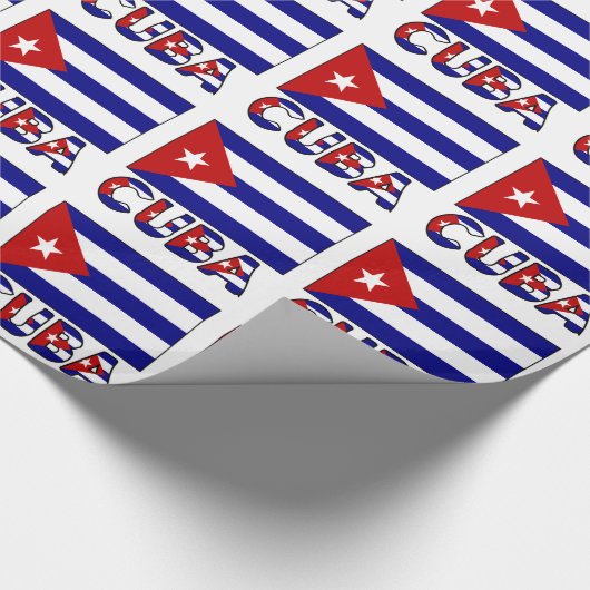 Papier Cadeau Drapeau cubain bleu foncé et Cuba (Coin)