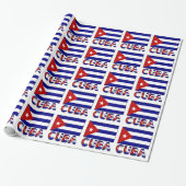 Papier Cadeau Drapeau cubain bleu foncé et Cuba (Déroulé)