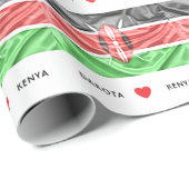 Papier Cadeau Drapeau de coeur de la coutume I du Kenya (Coin rond)