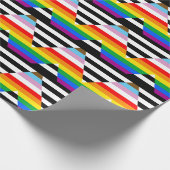 Papier Cadeau Drapeau de fierté allié du progrès LGBTQ (Coin)