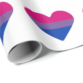 Papier Cadeau Drapeau de fierté bisexuel cœur (Coin rond)