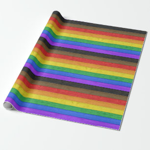 Papier Cadeau Drapeau de fierté gay inclusif de SlipperyJoe text