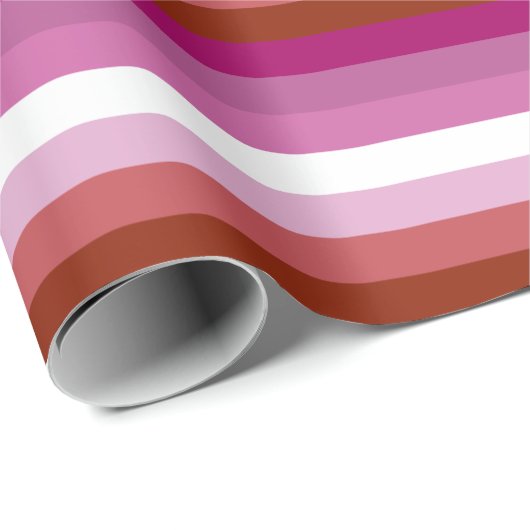 Papier Cadeau Drapeau de fierté lesbienne horizontal (Coin rond)